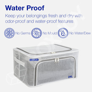 BOXJOY Pack of 2 24L PVC Nylon Mesh Foldable White Transparent Clothes Box
