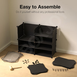 BOXJOY Plastic 8 Shelf Black Translucent Clothes Rack