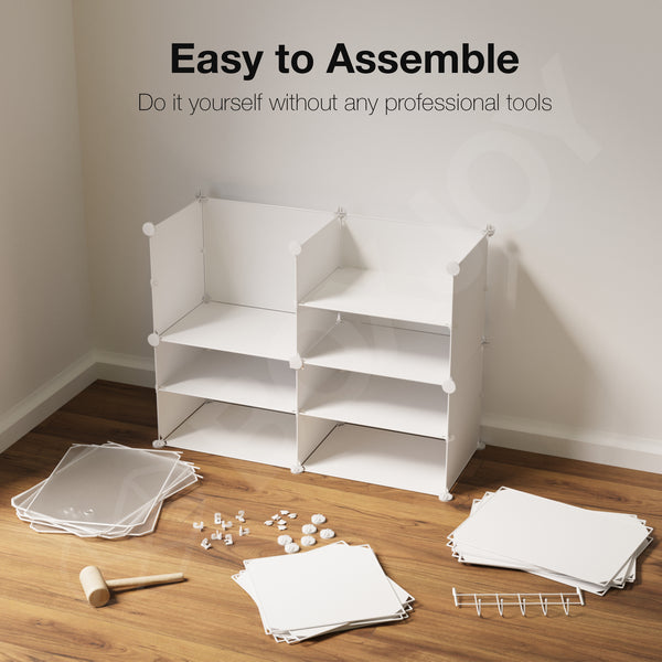 BOXJOY Plastic 8 Shelf Black Translucent Shoe Rack