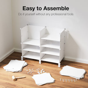 BOXJOY Plastic 12 Shelf White Shoe Rack with White Doors