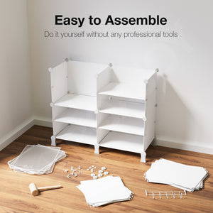 BOXJOY Plastic 12 Shelf White Shoe Rack with Translucent Doors