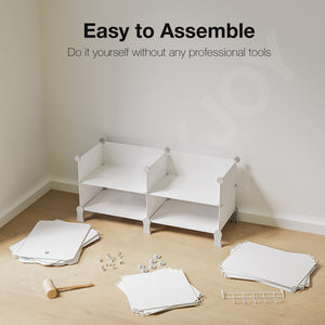 BOXJOY Plastic 8 Shelf White Cloth Rack with White Doors