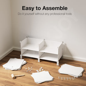 BOXJOY Plastic 8 Shelf White Shoe Rack with White Doors