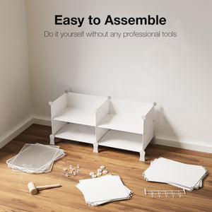 BOXJOY Plastic 8 Shelf White Shoe Rack with Translucent Doors