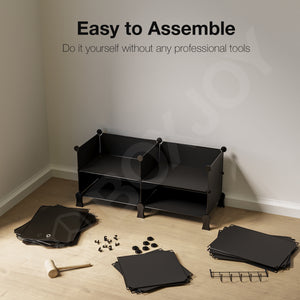 BOXJOY Plastic 8 Shelf Black Cloth Rack with Translucent Doors