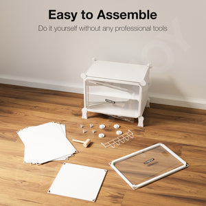 BOXJOY Hard Plastic 4 Shelf White Shoe Rack with Transparent Door