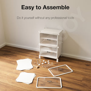 BOXJOY Hard Plastic 8 Shelf Vertical White Shoe Rack with Transparent Door