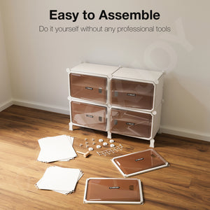 BOXJOY Hard Plastic 12 Shelf White Clothes Rack - Brown Door Pack of 1