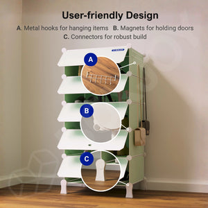 BOXJOY Plastic 5 Shelf Green Shoe Rack - Green Door Pack of 1