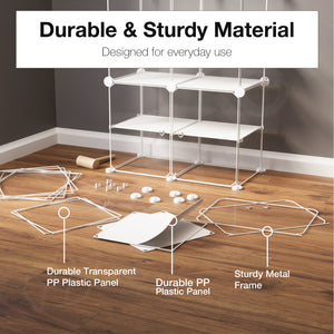 BOXJOY Plastic 8 Shelf White Display Transparent Pack