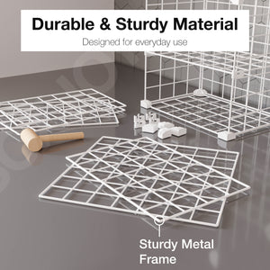 BOXJOY Metal Mesh 4 Shelf White Kitchen Storage Rack - Vertical