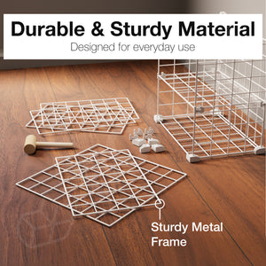 BOXJOY Metal Mesh 4 Shelf White Wardrobe Storage Rack - Vertical