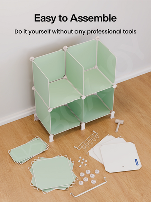 Easy to assemble 7 shelfs shown partially constructed without professional tools alongside unboxed panels.