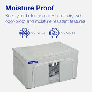 BOXJOY Pack of 2 100L Polyester Foldable with Front Transparent window Light Grey Clothes Box