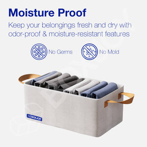 BOXJOY Polyester Cotton Foldable Light Grey Clothes Basket - with Steel Frame