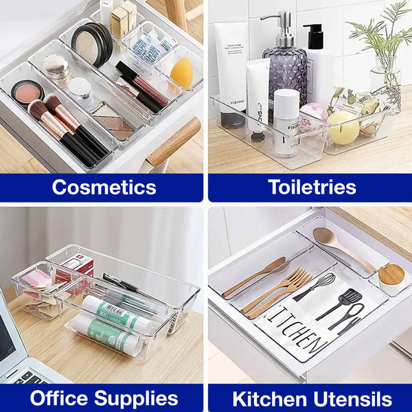 BOXJOY Set of 7 Acrylic Rectangular Transparent Trays