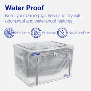 BOXJOY Pack of 2 100L PVC Nylon Mesh Foldable White Transparent Clothes Box