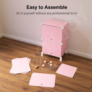 BOXJOY Plastic 6 Shelf Pink Shoe Rack - Pink Door Pack of 1