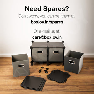 BOXJOY Plastic 6 Shelf Black Cube Storage Rack with Fabric Drawers