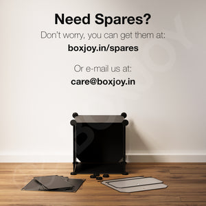 BOXJOY Plastic 2 Shelf Black Storage Rack with Translucent Doors