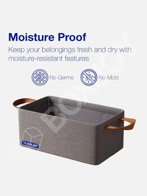 Moisture-proof features of the grey BOXJOY storage box keeping belongings fresh without germs or mold.