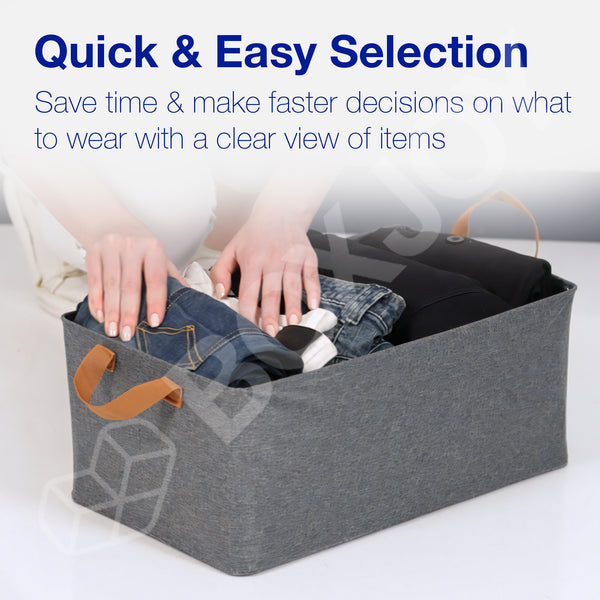 BOXJOY Oxford Fabric Foldable Grey Clothes Basket - with Steel Frame