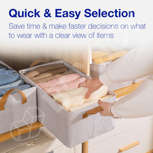 BOXJOY Polyester Cotton Foldable Light Grey Clothes Basket - with Steel Frame