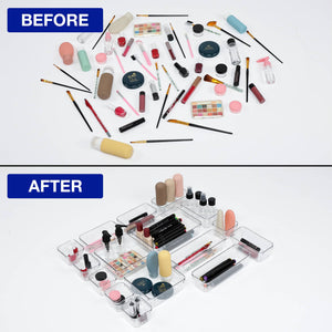 BOXJOY Set of 16 Acrylic Rectangular Transparent Trays