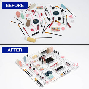 BOXJOY Set of 25 Acrylic Rectangular Transparent Trays