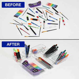 BOXJOY Set of 7 Acrylic Rectangular Transparent Trays