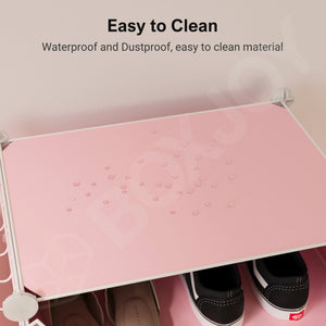 BOXJOY Plastic 6 Shelf Pink Shoe Rack - Pink Door Pack of 1
