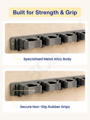 Organizer built for strength featuring a specialised metal alloy body and secure non-slip rubber grips.