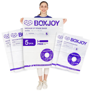 BOXJOY Pack of 5 PA+PE Reusable Ziplock Transparent Vacuum Storage Bag