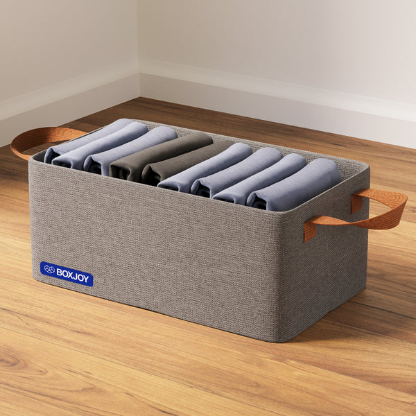 BOXJOY Oxford Fabric Foldable Grey Clothes Basket - with Steel Frame