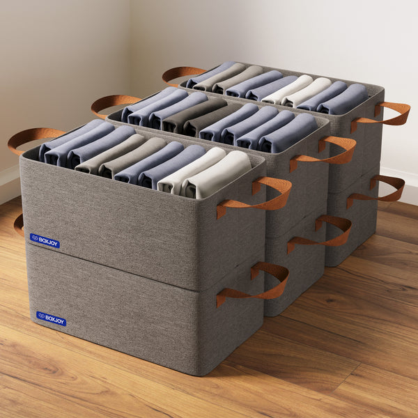 BOXJOY Oxford Fabric Foldable Grey Clothes Basket - with Steel Frame