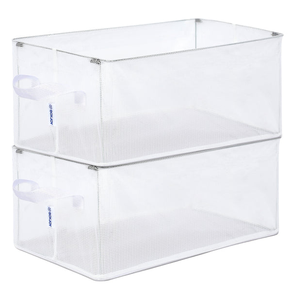 BOXJOY PVC Nylon Mesh Foldable White Transparent Clothes Basket