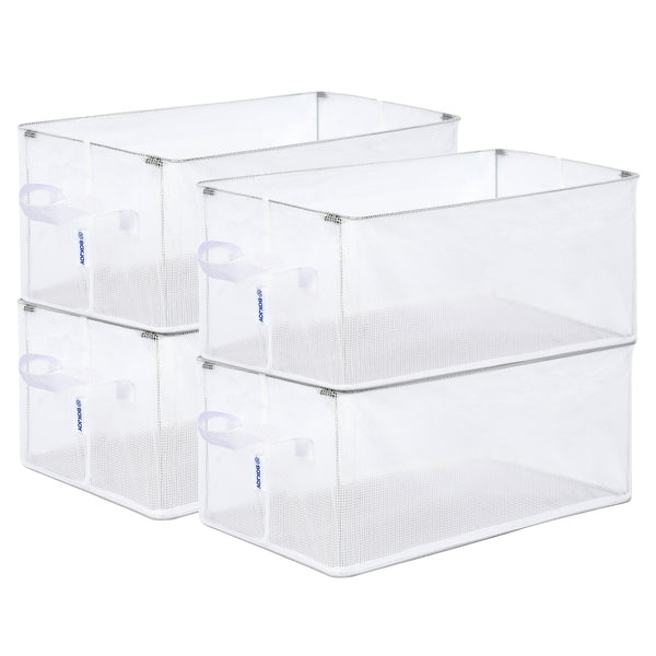 BOXJOY PVC Nylon Mesh Foldable White Transparent Clothes Basket