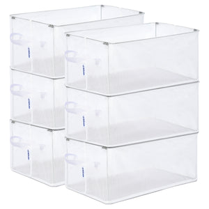 BOXJOY PVC Nylon Mesh Foldable White Transparent Clothes Basket