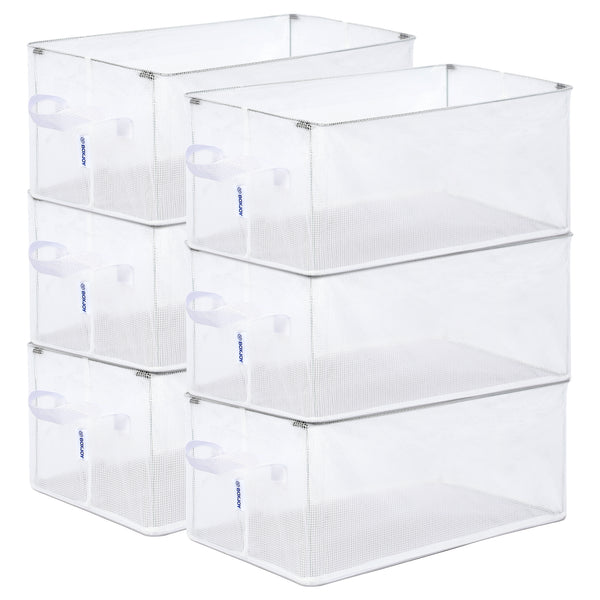 BOXJOY PVC Nylon Mesh Foldable White Transparent Clothes Basket