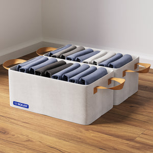 BOXJOY Polyester Cotton Foldable Light Grey Clothes Basket - with Steel Frame